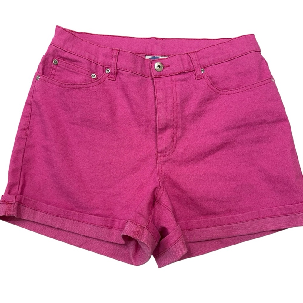 DG2 by Diane Gilman Pink Denim Jean Shorts High-Waisted Fitted Size 10